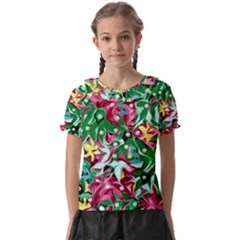 Floral-diamonte Kids  Frill Chiffon Blouse