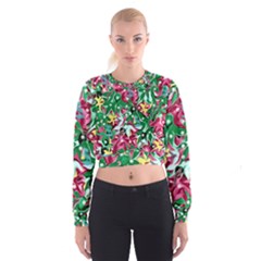 Floral-diamonte Cropped Sweatshirt