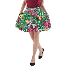 Floral-diamonte A-line Pocket Skirt by PollyParadise