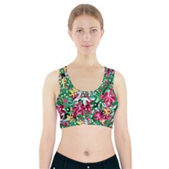 Floral-diamonte Sports Bra With Pocket