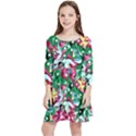 Floral-diamonte Kids  Quarter Sleeve Skater Dress View1