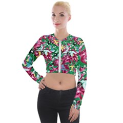 Floral-diamonte Long Sleeve Cropped Velvet Jacket by PollyParadise