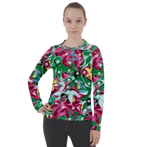 Floral-diamonte Women s Pique Long Sleeve Tee by PollyParadise