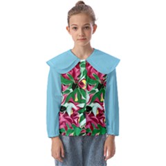 Floral-diamonte Kids  Peter Pan Collar Blouse by PollyParadise