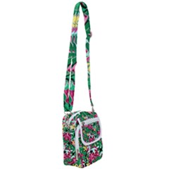 Floral-abstract Shoulder Strap Belt Bag by PollyParadise