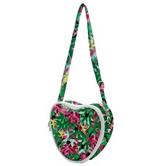 Floral-abstract Heart Shoulder Bag by PollyParadise