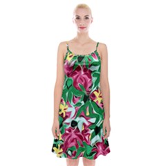 Floral-abstract Spaghetti Strap Velvet Dress