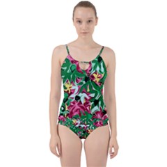 Floral-abstract Cut Out Top Tankini Set by PollyParadise