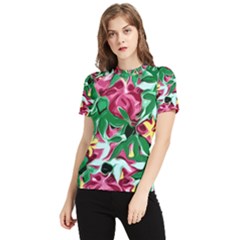 Floral-abstract Women s Short Sleeve Rash Guard by PollyParadise