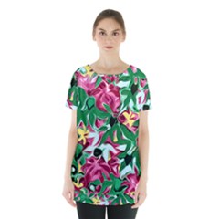 Floral-abstract Skirt Hem Sports Top by PollyParadise