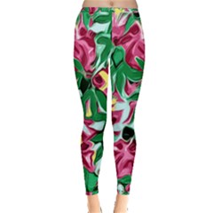 Floral-abstract Inside Out Leggings by PollyParadise