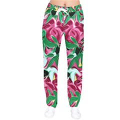 Floral-abstract Women Velvet Drawstring Pants