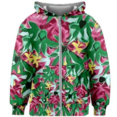 Floral-abstract Kids  Zipper Hoodie Without Drawstring