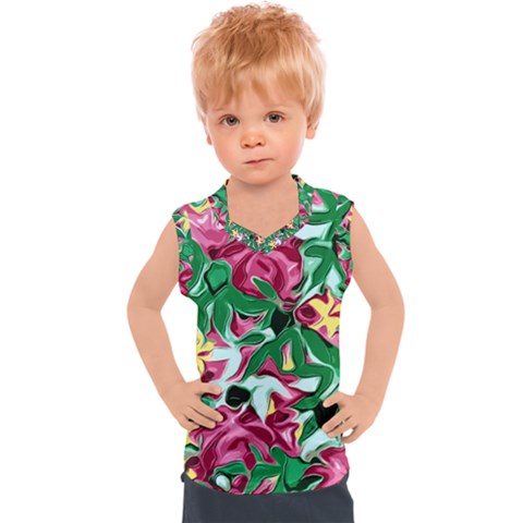 Floral-abstract Kids  Sport Tank Top by PollyParadise