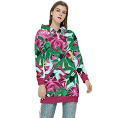 Floral-abstract Women s Long Oversized Pullover Hoodie