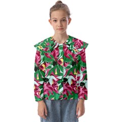 Floral-abstract Kids  Peter Pan Collar Blouse by PollyParadise