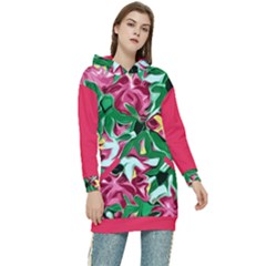 Floral-abstract Women s Long Oversized Pullover Hoodie