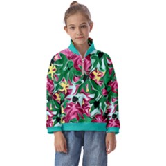 Floral-abstract Kids  Half Zip Hoodie