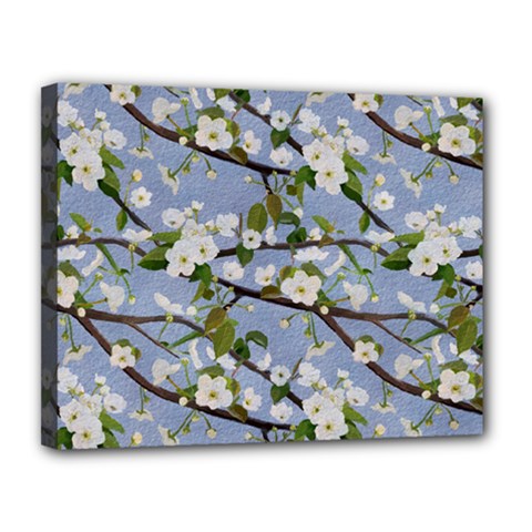 Pear Branch With Flowers Canvas 14  X 11  (stretched) by SychEva