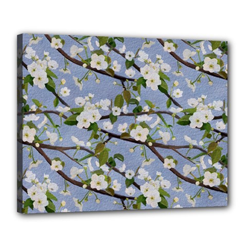 Pear Branch With Flowers Canvas 20  X 16  (stretched) by SychEva