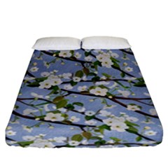 Pear Branch With Flowers Fitted Sheet (california King Size) by SychEva