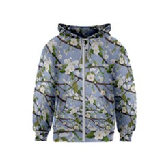 Pear Branch With Flowers Kids  Zipper Hoodie by SychEva