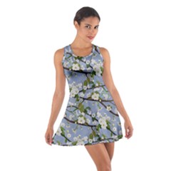 Pear Branch With Flowers Cotton Racerback Dress by SychEva