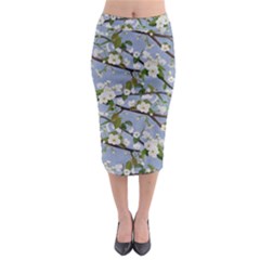 Pear Branch With Flowers Midi Pencil Skirt by SychEva