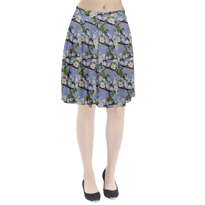 Pear Branch With Flowers Pleated Skirt