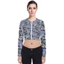 Pear Branch With Flowers Long Sleeve Zip Up Bomber Jacket View1