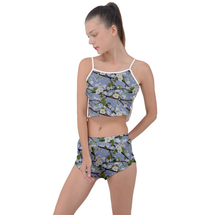 Pear Branch With Flowers Summer Cropped Co-Ord Set