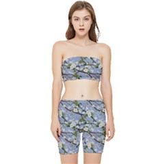 Pear Branch With Flowers Stretch Shorts And Tube Top Set by SychEva