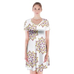 Flowers Pattern Short Sleeve V-neck Flare Dress by UniqueThings