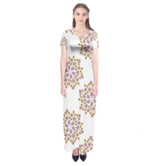 Flowers Pattern Short Sleeve Maxi Dress