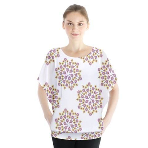 Flowers Pattern Batwing Chiffon Blouse by UniqueThings