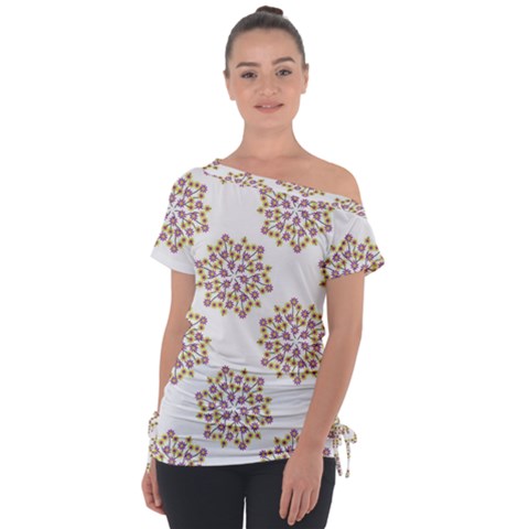 Flowers Pattern Off Shoulder Tie-up Tee by UniqueThings