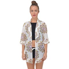 Flowers Pattern Open Front Chiffon Kimono