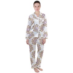 Flowers Pattern Satin Long Sleeve Pajamas Set by UniqueThings