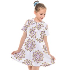 Flowers Pattern Kids  Short Sleeve Shirt Dress by UniqueThings