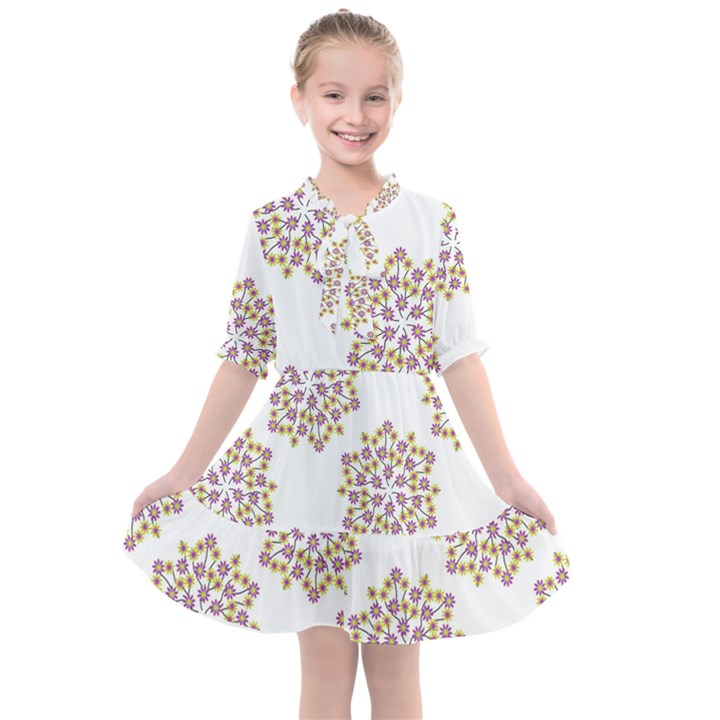 Flowers Pattern Kids  All Frills Chiffon Dress