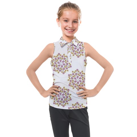 Flowers Pattern Kids  Sleeveless Polo Tee by UniqueThings