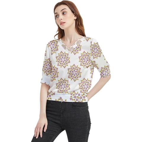 Flowers Pattern Quarter Sleeve Blouse by UniqueThings