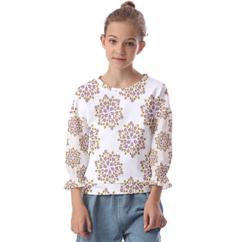 Flowers Pattern Kids  Cuff Sleeve Top by UniqueThings