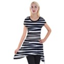 Zebra stripes, black and white asymmetric lines, wildlife pattern Short Sleeve Side Drop Tunic View1