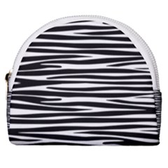 Zebra Stripes, Black And White Asymmetric Lines, Wildlife Pattern Horseshoe Style Canvas Pouch by Casemiro