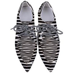 Zebra Stripes, Black And White Asymmetric Lines, Wildlife Pattern Pointed Oxford Shoes by Casemiro