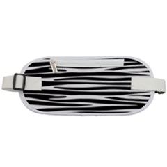 Zebra Stripes, Black And White Asymmetric Lines, Wildlife Pattern Rounded Waist Pouch by Casemiro