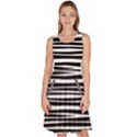 Zebra stripes, black and white asymmetric lines, wildlife pattern Knee Length Skater Dress With Pockets View1