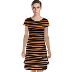 Tiger Stripes, Black And Orange, Asymmetric Lines, Wildlife Pattern Cap Sleeve Nightdress by Casemiro