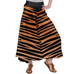 Tiger Stripes, Black And Orange, Asymmetric Lines, Wildlife Pattern Satin Palazzo Pants by Casemiro